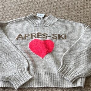 American Eagle Outfitters Gray and Pink Heart Sweater